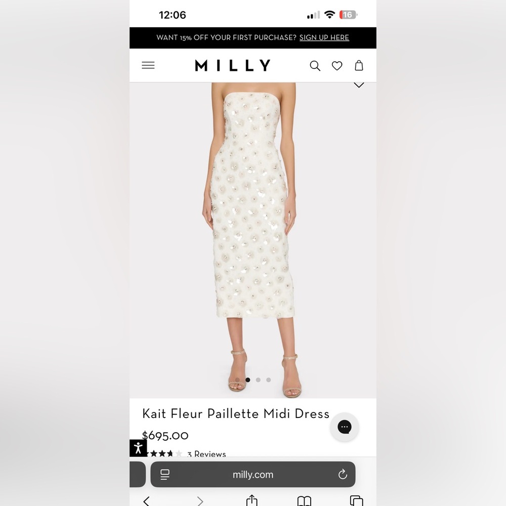 Milly white sequin midi dress